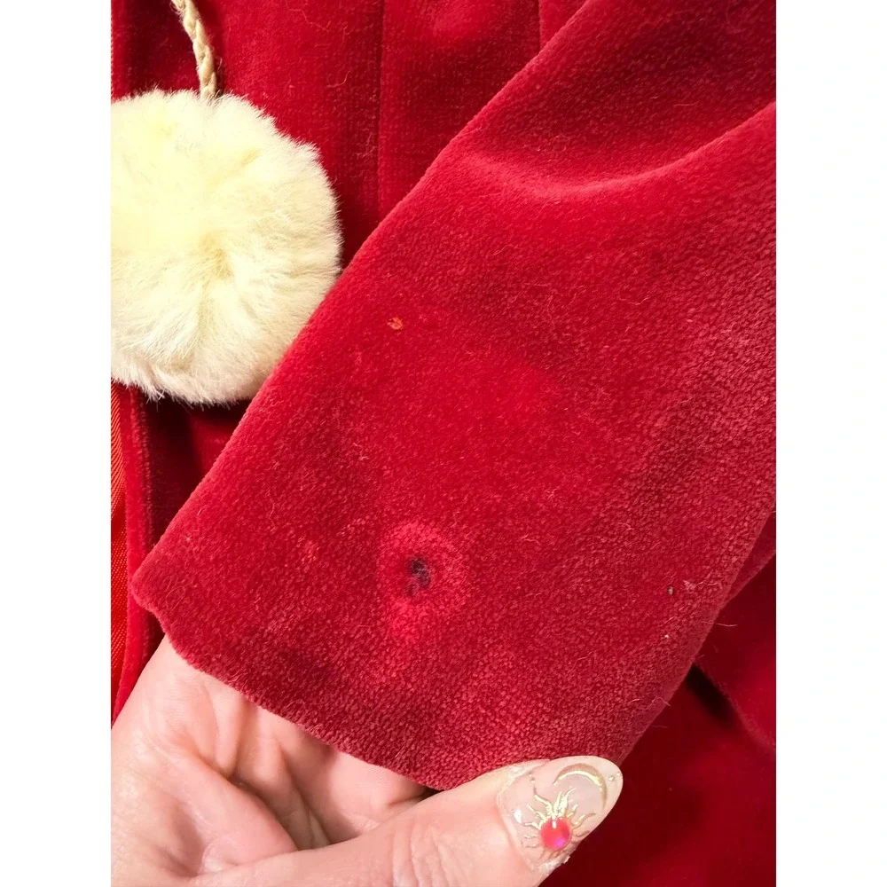 Vintage 40s/50s‎ Handmade Red Velvet Baby Christmas Set Jacket Pants Hat As Is